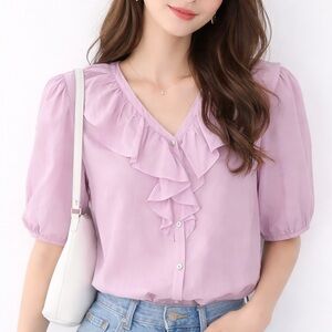 Rose & Crown Lilac Cotton Women's Blouse XS